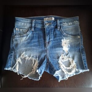 GUESS Light Wash Denim Ripped Jean Shorts
